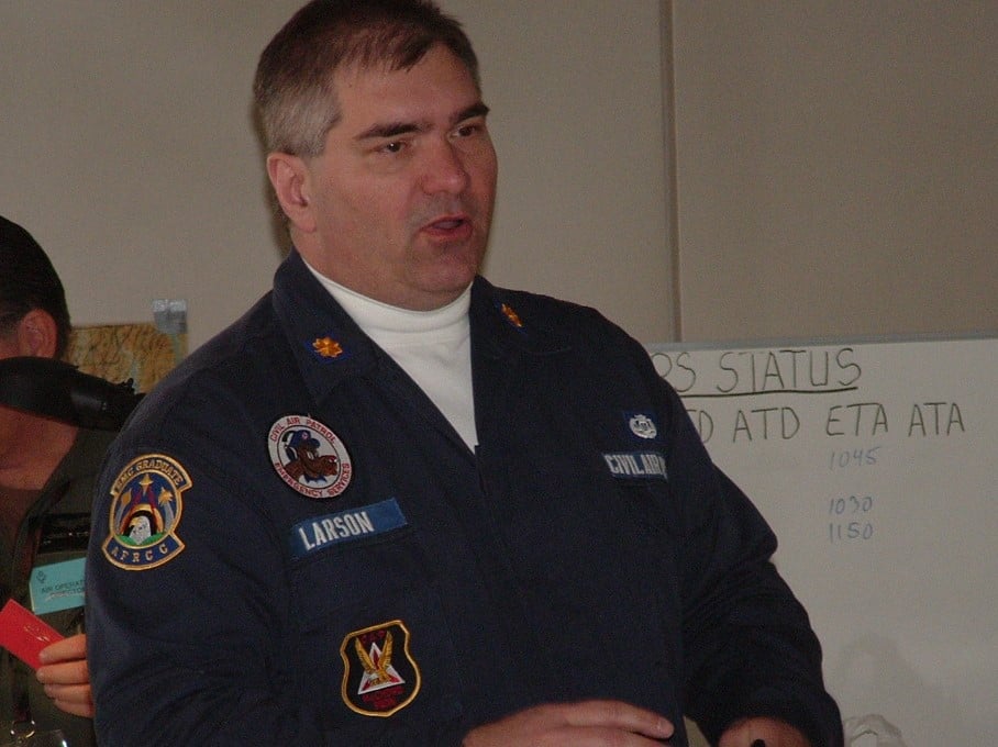 Dave Larson speaking with Civil Air Patrol cadets