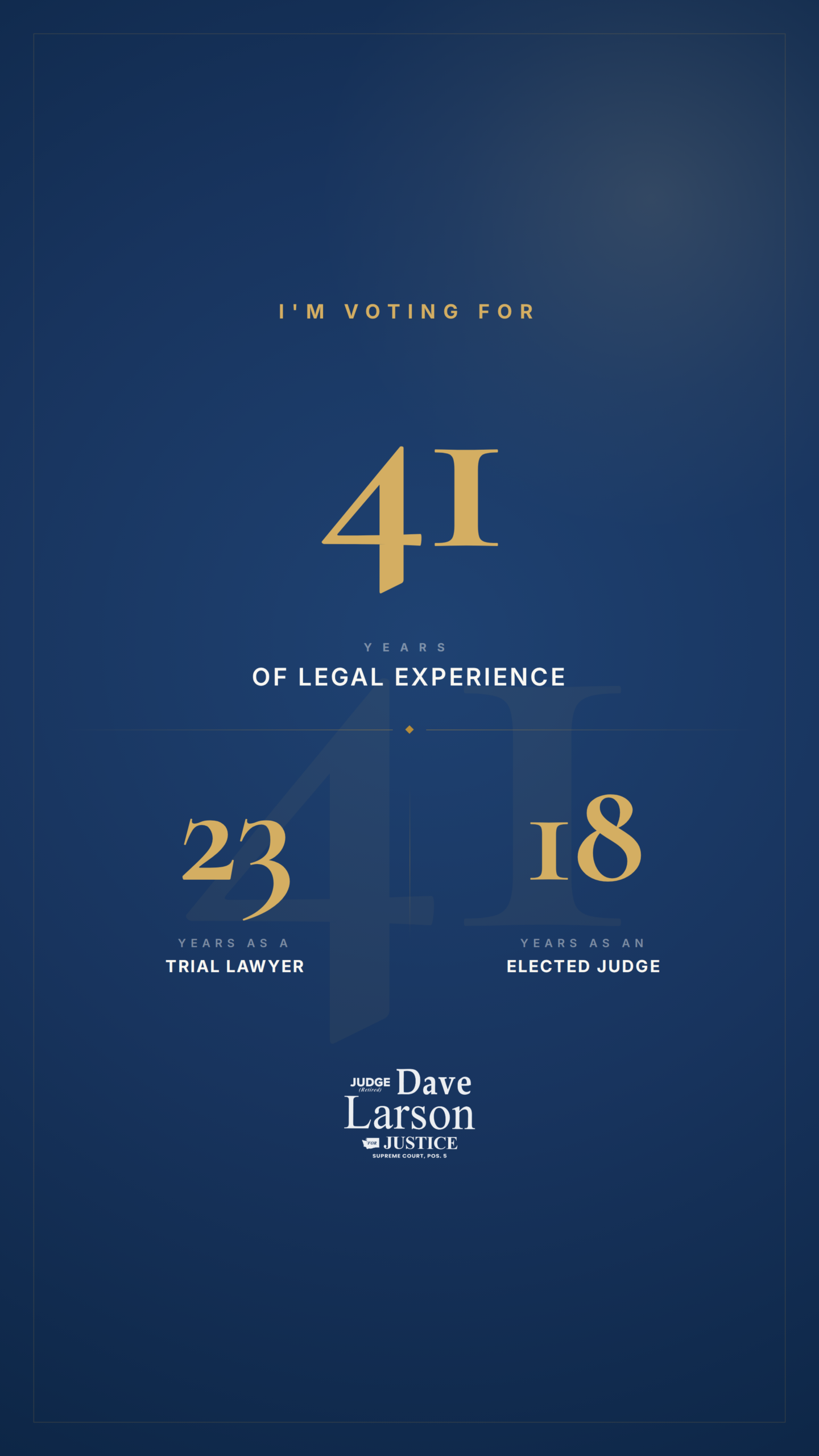 41 years of legal experience graphic for Dave Larson, vertical story format