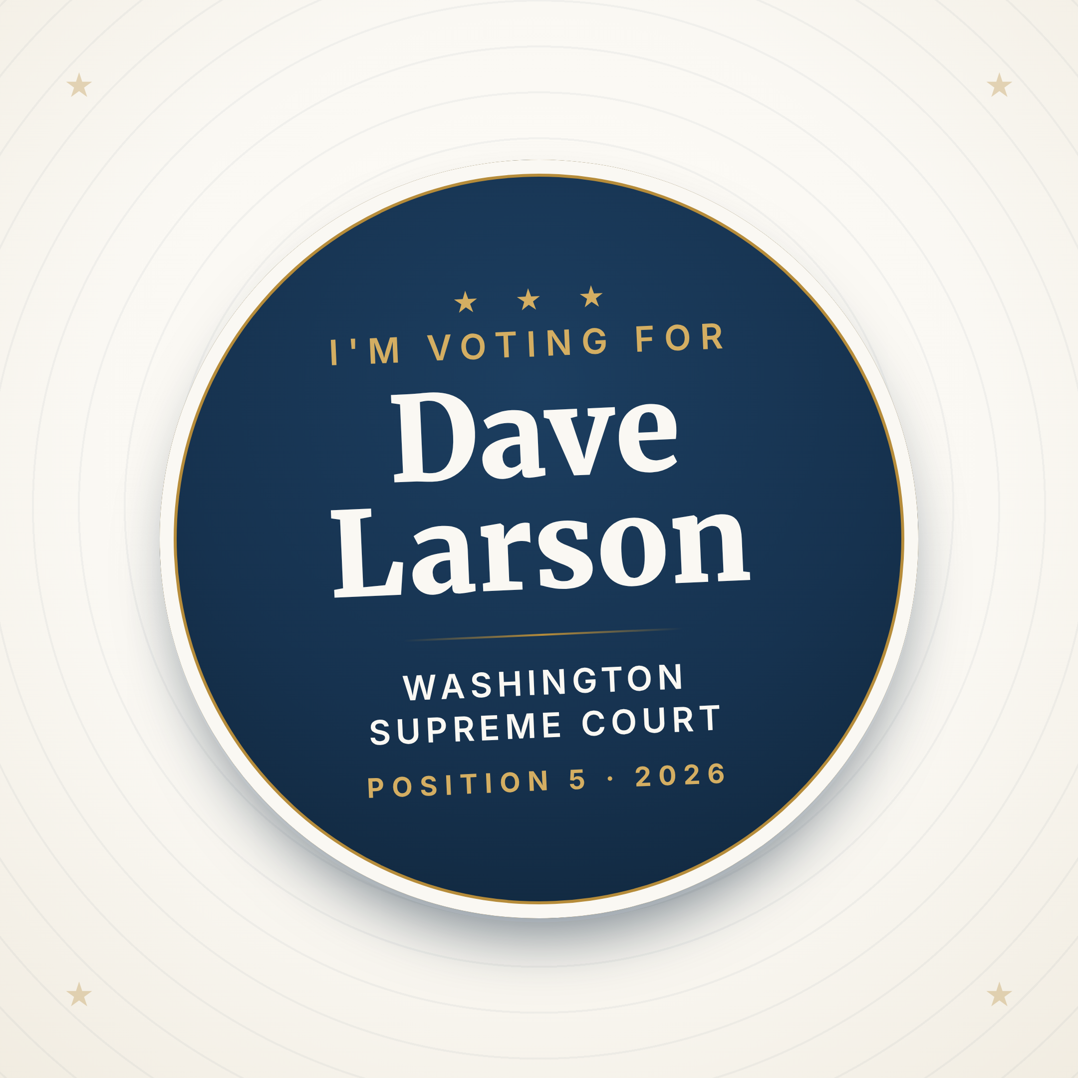 Vote for Judge Dave Larson sticker graphic, square format