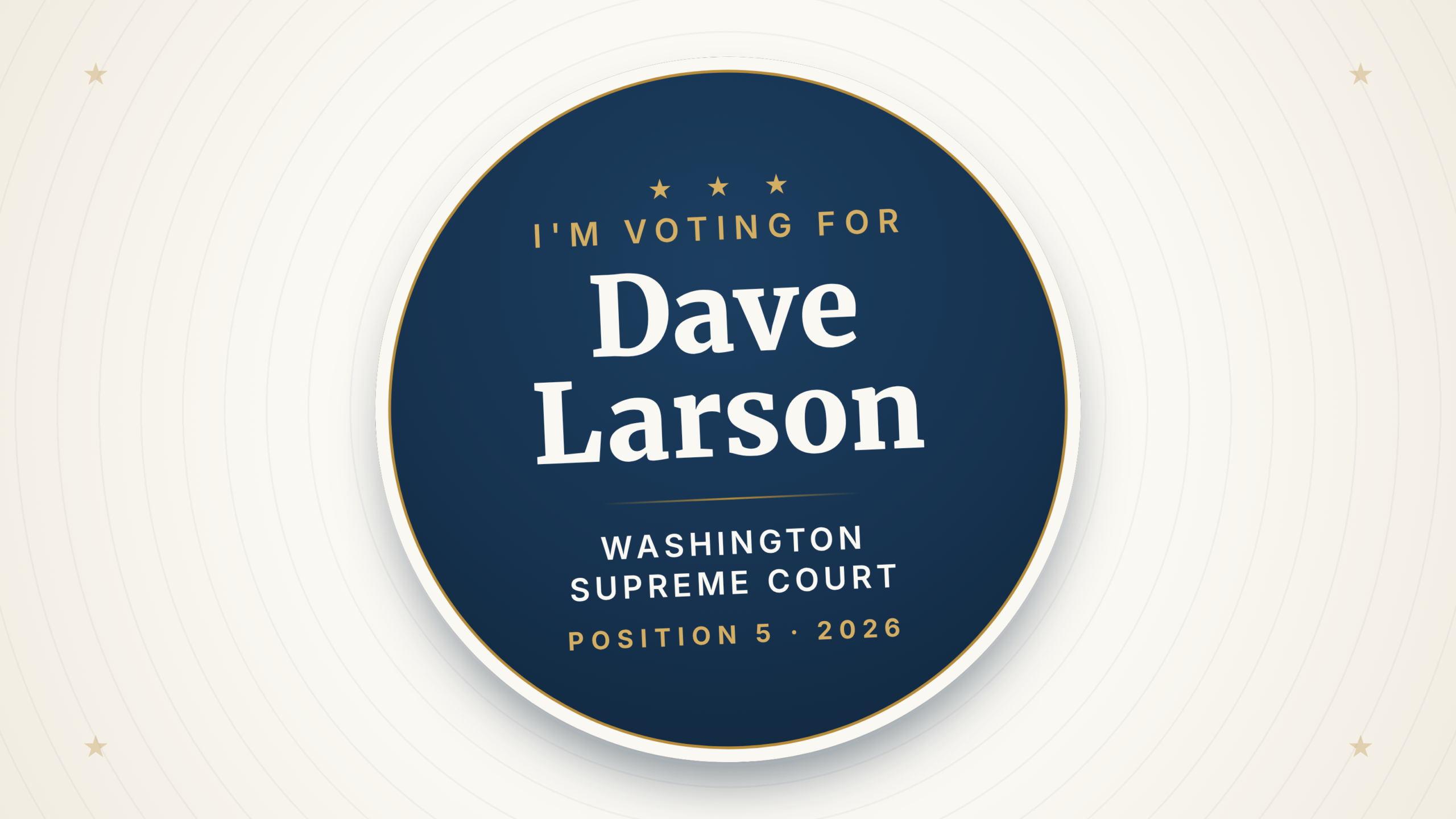 Vote for Judge Dave Larson sticker graphic, wide format